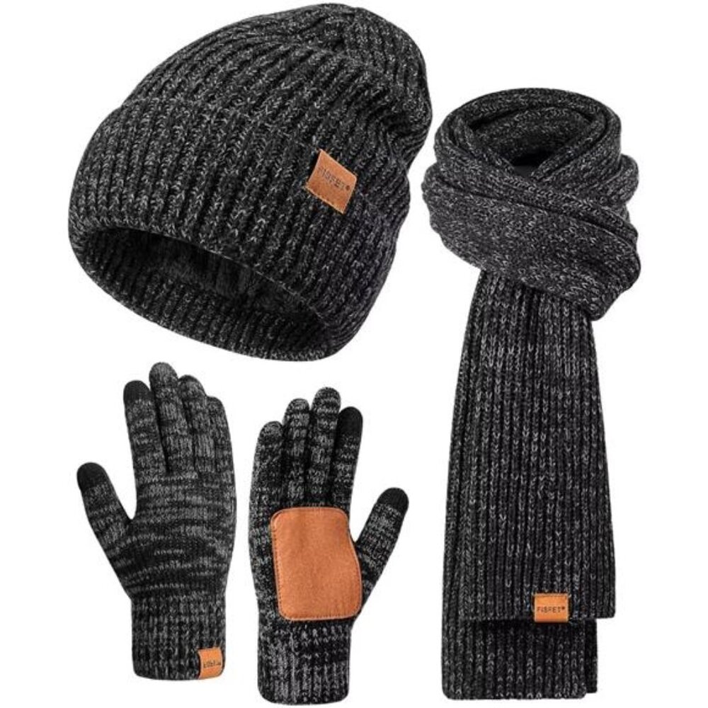 Winter Hat Gloves Scarf Set for Men Women, Mens Beanie Long Scarf Touchscreen